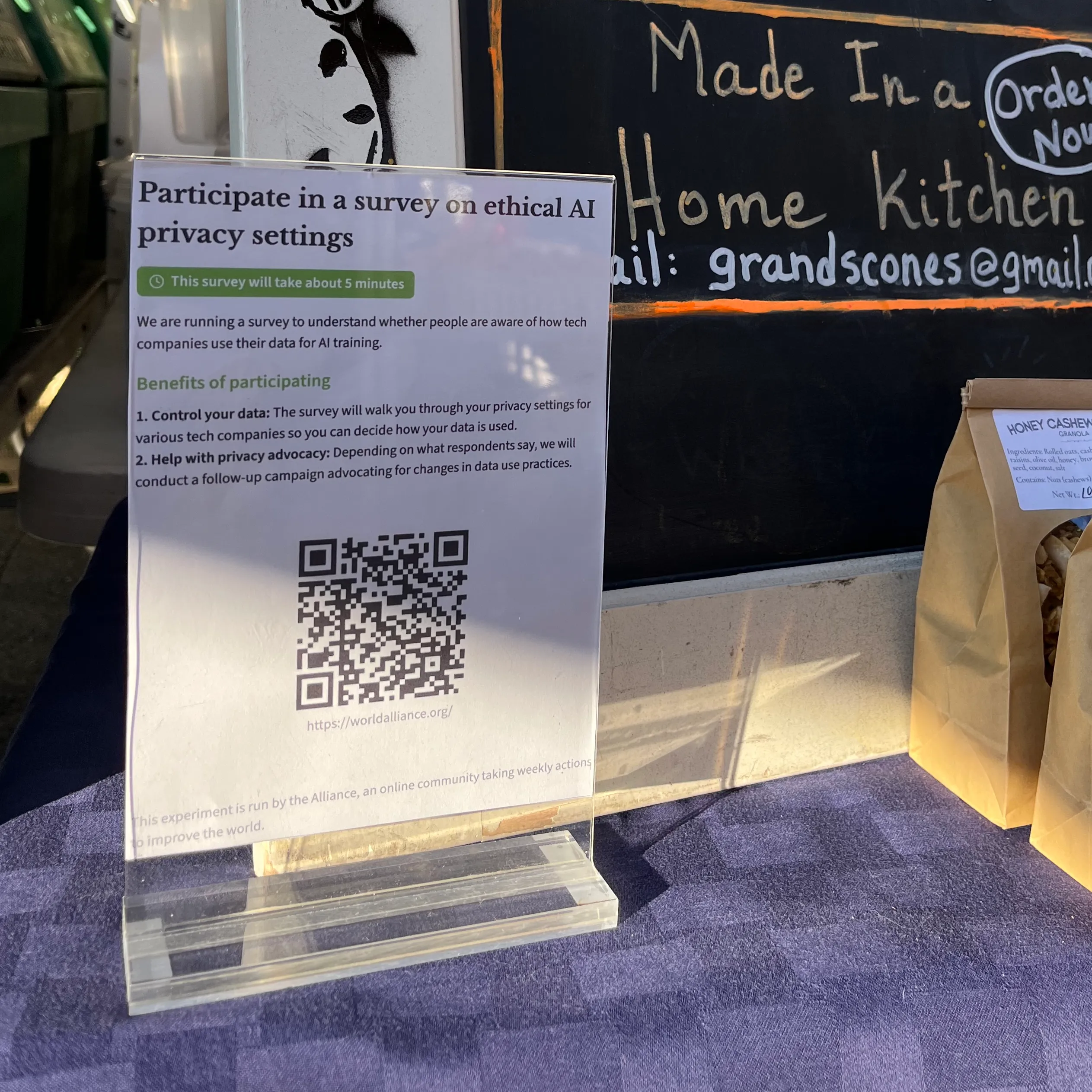 A survey flyer that a member displayed in their community A survey flyer that a member displayed in their community